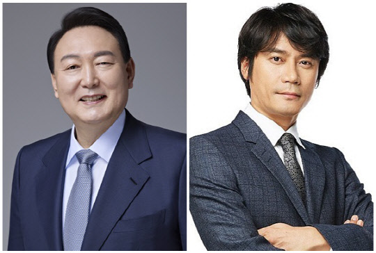 윤석열 대통령(왼쪽)과 한국사 강사 황현필씨(역사 바로 잡기 연구소 소장). <국민의힘 제공>